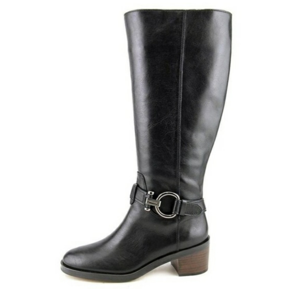 Coach Carolina Riding Boot Tall Calf Black Heeled